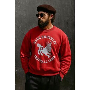 BARE KNUCKLES Red Football Camp 100% Cotton Pullover Sweatshirt  Mens Size Large